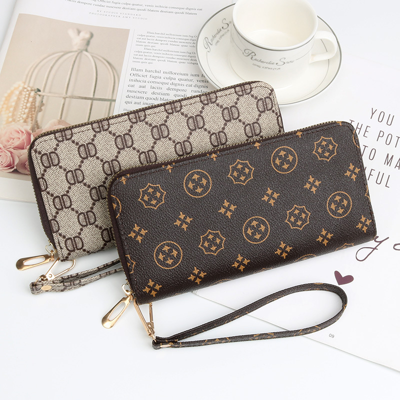 Ya Shuang Duga ženska novčanik s zatvaračem od PU kože, geometrijski uzorak, poliesterska podstava, svakodnevni clutch stil