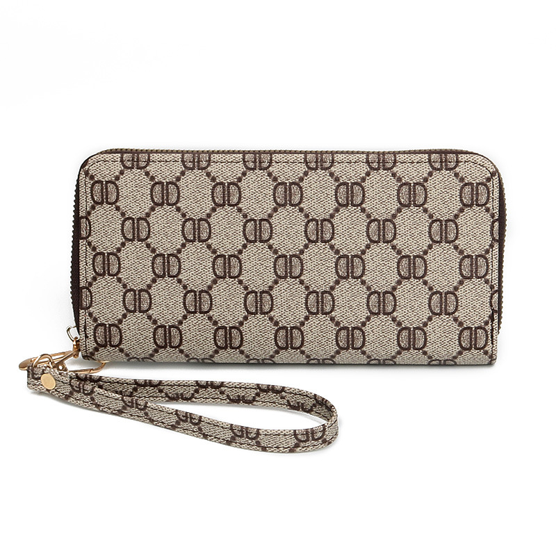 Ya Shuang Duga ženska novčanik s zatvaračem od PU kože, geometrijski uzorak, poliesterska podstava, svakodnevni clutch stil