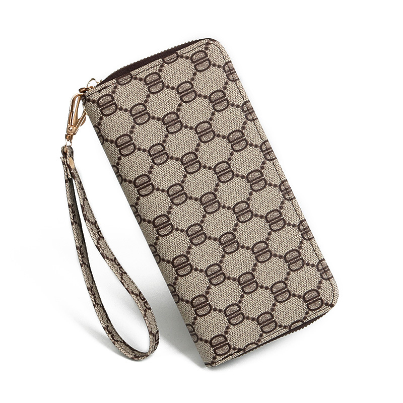 Ya Shuang Duga ženska novčanik s zatvaračem od PU kože, geometrijski uzorak, poliesterska podstava, svakodnevni clutch stil