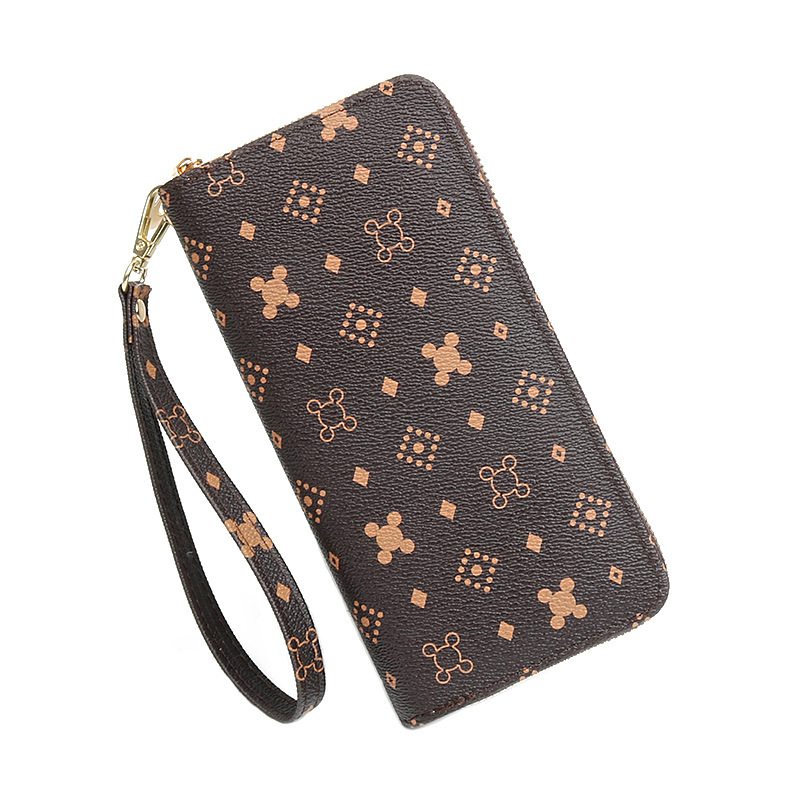 Ya Shuang Duga ženska novčanik s zatvaračem od PU kože, geometrijski uzorak, poliesterska podstava, svakodnevni clutch stil
