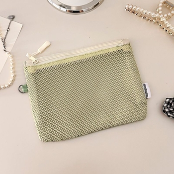 Geantă de depozitare pentru cabluri, din plasă, în stil poșetă, organizator respirabil pentru machiaj și accesorii