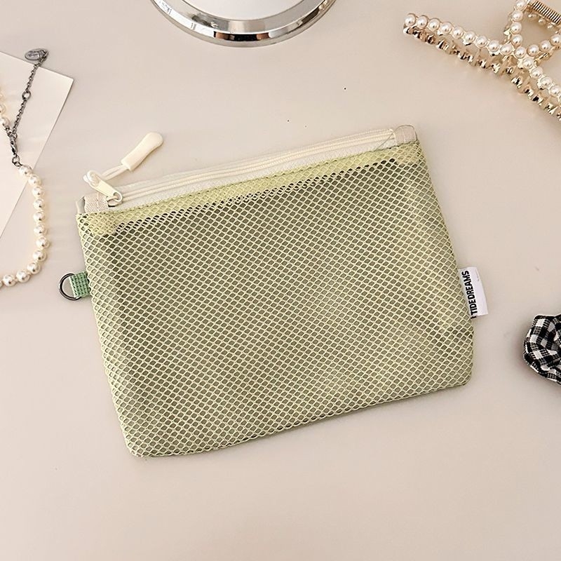 Geantă de depozitare pentru cabluri, din plasă, în stil poșetă, organizator respirabil pentru machiaj și accesorii