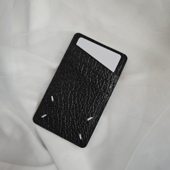 PYC УНИСЕКС вертикален портфейл за карти — кожа от първи слой, четирипрътен шев, принт с букви