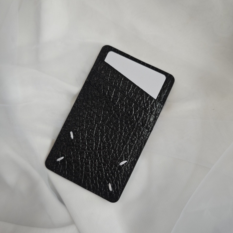 PYC УНИСЕКС вертикален портфейл за карти — кожа от първи слой, четирипрътен шев, принт с букви