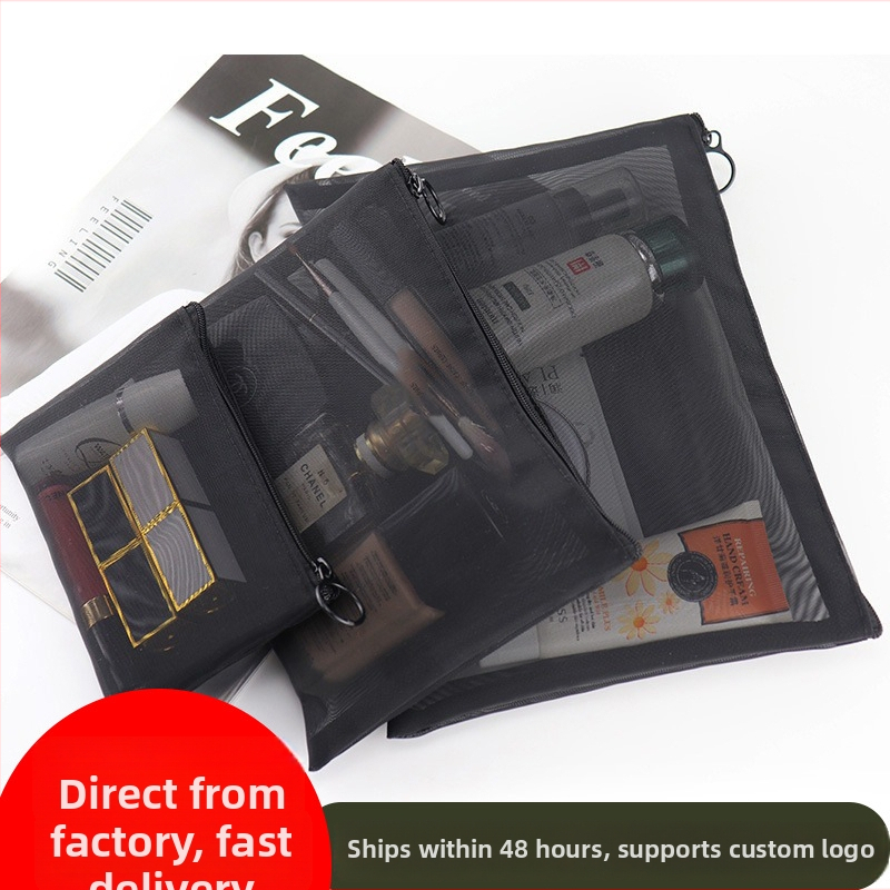 Priehľadná sieťová taštička na kozmetiku, štýl kabelky na ruku, viacúčelová mini troj- kusová sada na cestovanie a domov