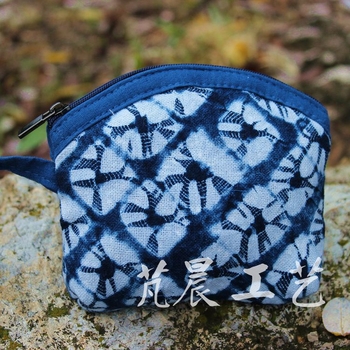 Etnički stil Tie-Dye prenosna mini torbica s cvjetnim uzorkom, pamuk vanjska i podstava, podrijetlo Yunnan