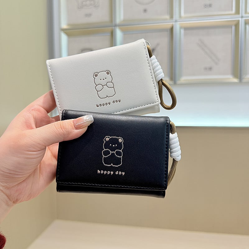 Portofel Bear Print din PU cu lanyard - foarte ușor, capacitate extinsă, căptușeală poliester, Dane, vară 2025