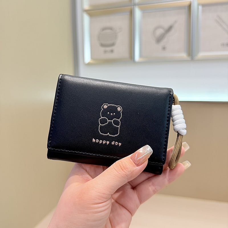 Portofel Bear Print din PU cu lanyard - foarte ușor, capacitate extinsă, căptușeală poliester, Dane, vară 2025