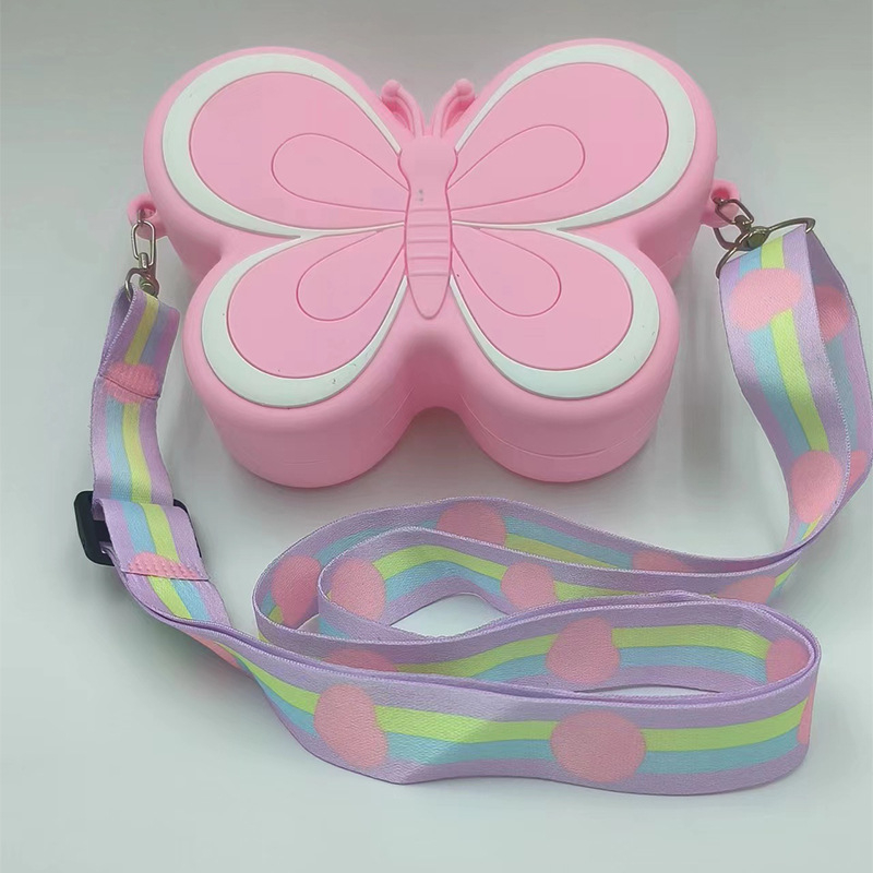 Silikonska mincovnica u obliku leptira s crossbody remenom – unisex, otporna, za svakodnevnu upotrebu