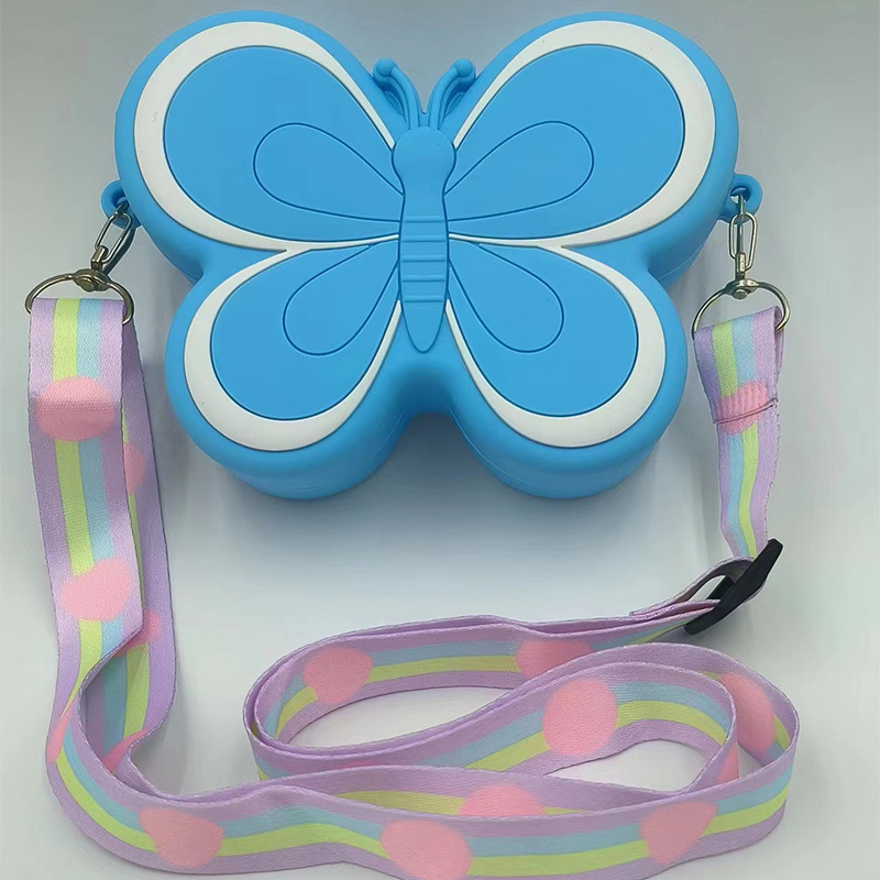 Silikonska mincovnica u obliku leptira s crossbody remenom – unisex, otporna, za svakodnevnu upotrebu