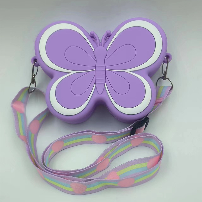 Silikonska mincovnica u obliku leptira s crossbody remenom – unisex, otporna, za svakodnevnu upotrebu