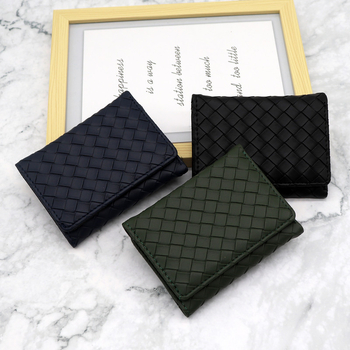 Portofel scurt din PU pentru monede și carduri, model împletit, stil urban, căptușeală poliester, primăvara 2024