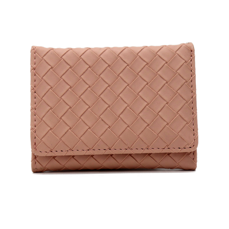 Portofel scurt din PU pentru monede și carduri, model împletit, stil urban, căptușeală poliester, primăvara 2024