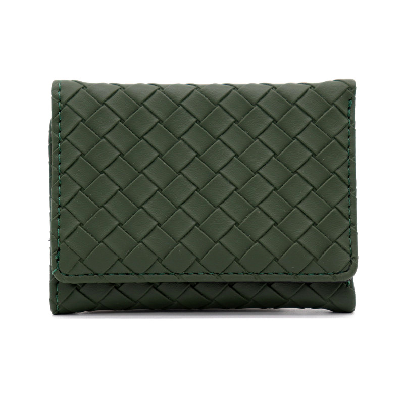 Portofel scurt din PU pentru monede și carduri, model împletit, stil urban, căptușeală poliester, primăvara 2024