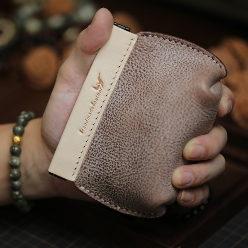 Portofel Monede Lanyu – Piele de vacă, Model simplu, Stil retro, Unisex, Captuseală din piele de vacă