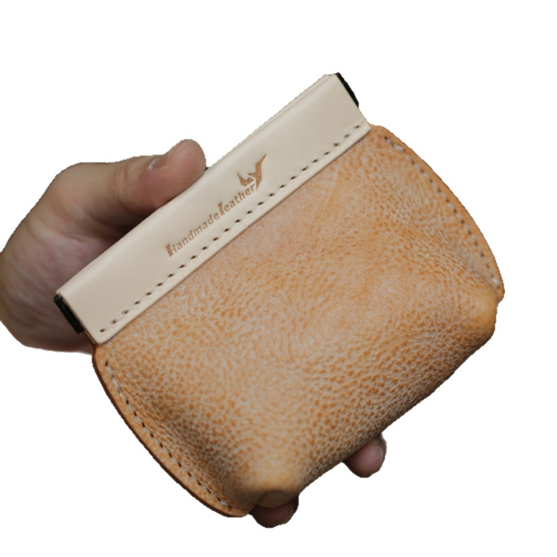 Portofel Monede Lanyu – Piele de vacă, Model simplu, Stil retro, Unisex, Captuseală din piele de vacă