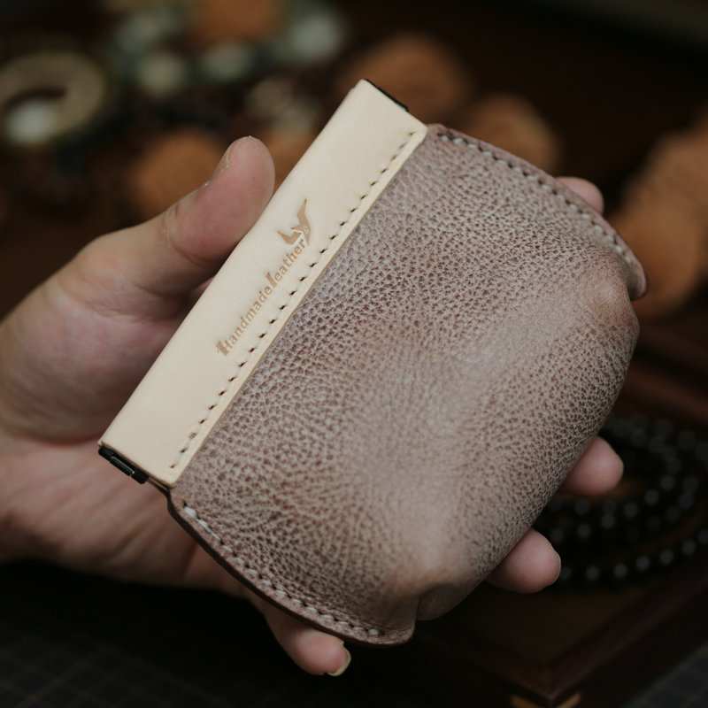 Portofel Monede Lanyu – Piele de vacă, Model simplu, Stil retro, Unisex, Captuseală din piele de vacă