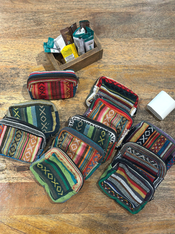Mini peňaženka z tkaniny so štýlom pruhov, unisex, etno-literárny štýl, podšívka nylon