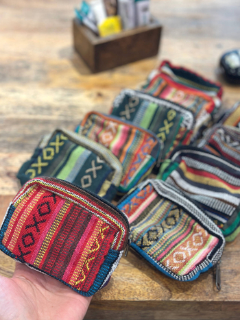 Mini peňaženka z tkaniny so štýlom pruhov, unisex, etno-literárny štýl, podšívka nylon