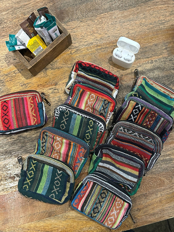 Mini peňaženka z tkaniny so štýlom pruhov, unisex, etno-literárny štýl, podšívka nylon