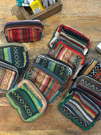 Mini peňaženka z tkaniny so štýlom pruhov, unisex, etno-literárny štýl, podšívka nylon