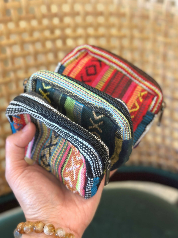 Mini peňaženka z tkaniny so štýlom pruhov, unisex, etno-literárny štýl, podšívka nylon