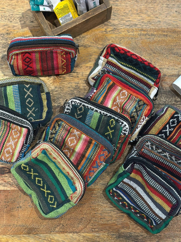 Mini peňaženka z tkaniny so štýlom pruhov, unisex, etno-literárny štýl, podšívka nylon