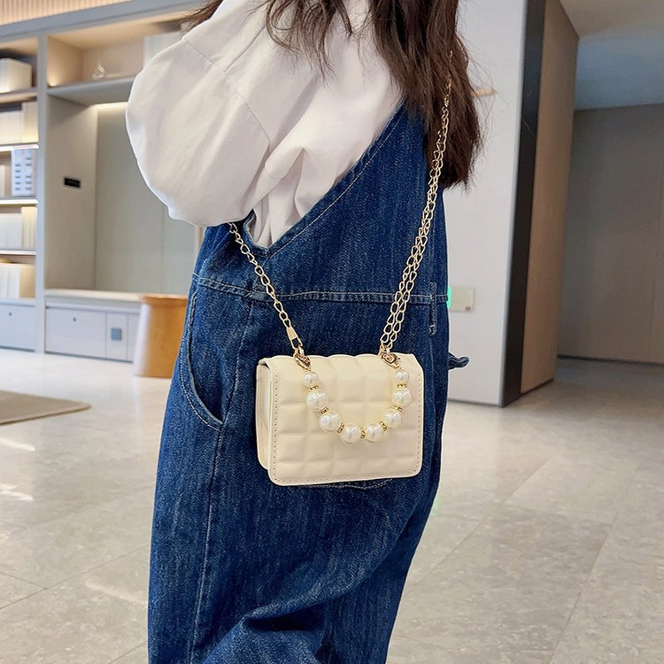 Geantă crossbody pentru copii în stil coreean, material PU, formă orizontală pătrată, închidere cu clapetă, buzunar interior cu fermoar