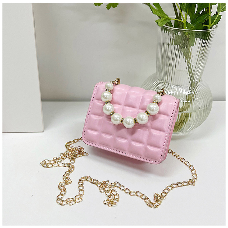 Geantă crossbody pentru copii în stil coreean, material PU, formă orizontală pătrată, închidere cu clapetă, buzunar interior cu fermoar