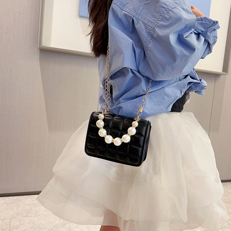 Geantă crossbody pentru copii în stil coreean, material PU, formă orizontală pătrată, închidere cu clapetă, buzunar interior cu fermoar