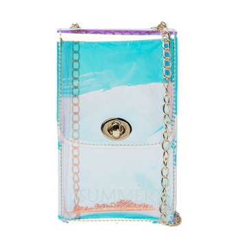 Geantă de umăr din PVC, stil street, formă vertical pătrată, închidere magnetică, fără căptușeală