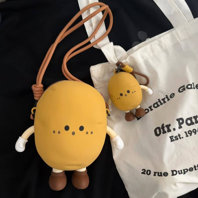 Silicijska novčarka za kovanice s uzorkom krumpira, dječji crtani stil, unisex, vodootporna