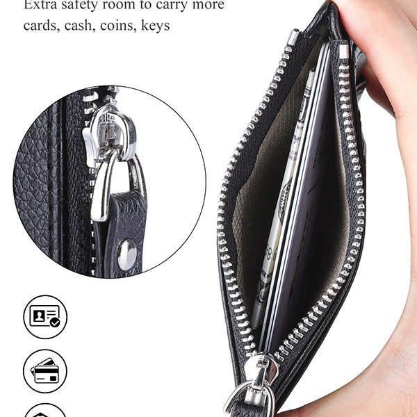 PU torbica za kartice sa zipom — Changsheng Leather Goods, gradski minimalistički stil, bez podstava, anti-kradna funkcija