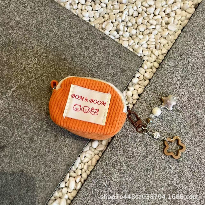 Portofel de monede corduroy cu dungi – ultraușor, stil de călătorie, unisex