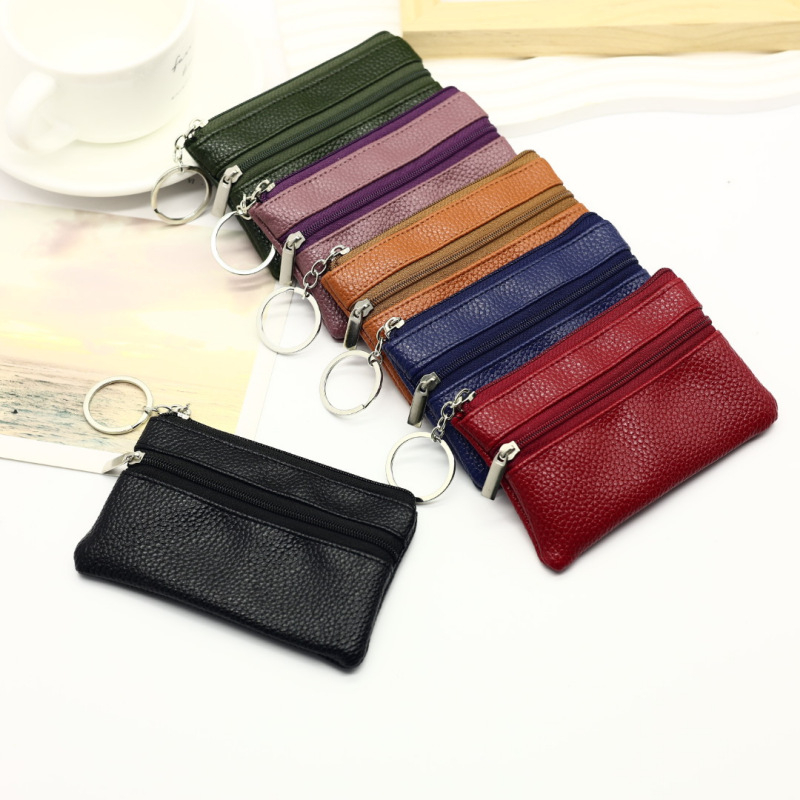 Portofel pentru monede din PU, stil urban simplu, monocrom, rezistent la apă