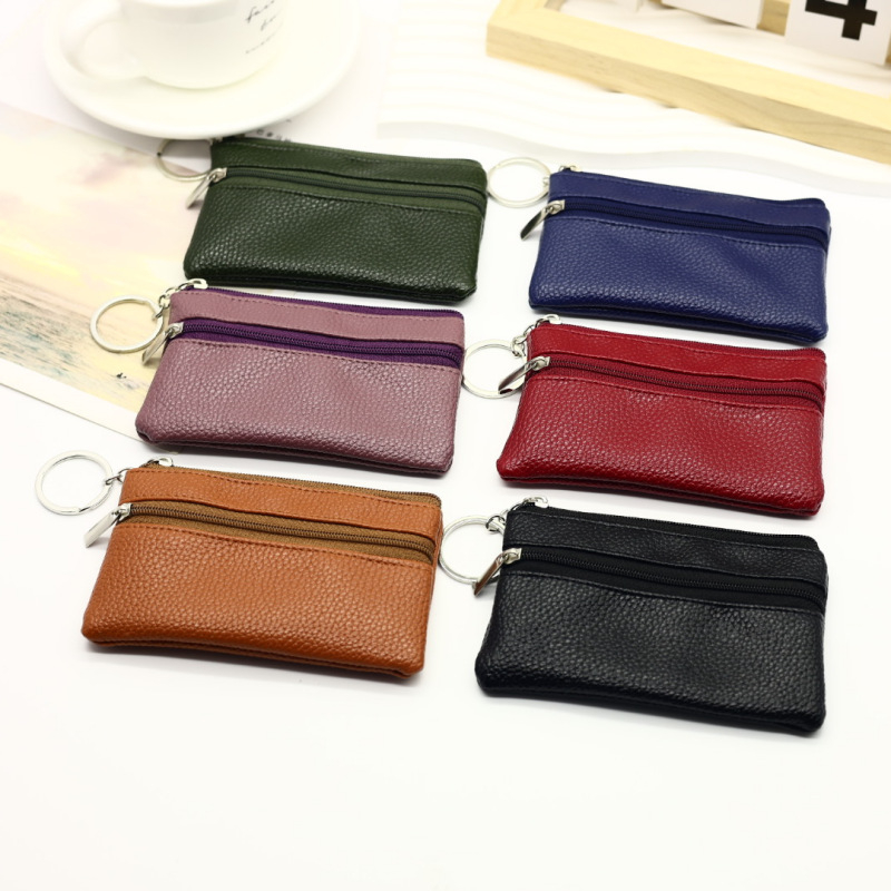 Portofel pentru monede din PU, stil urban simplu, monocrom, rezistent la apă