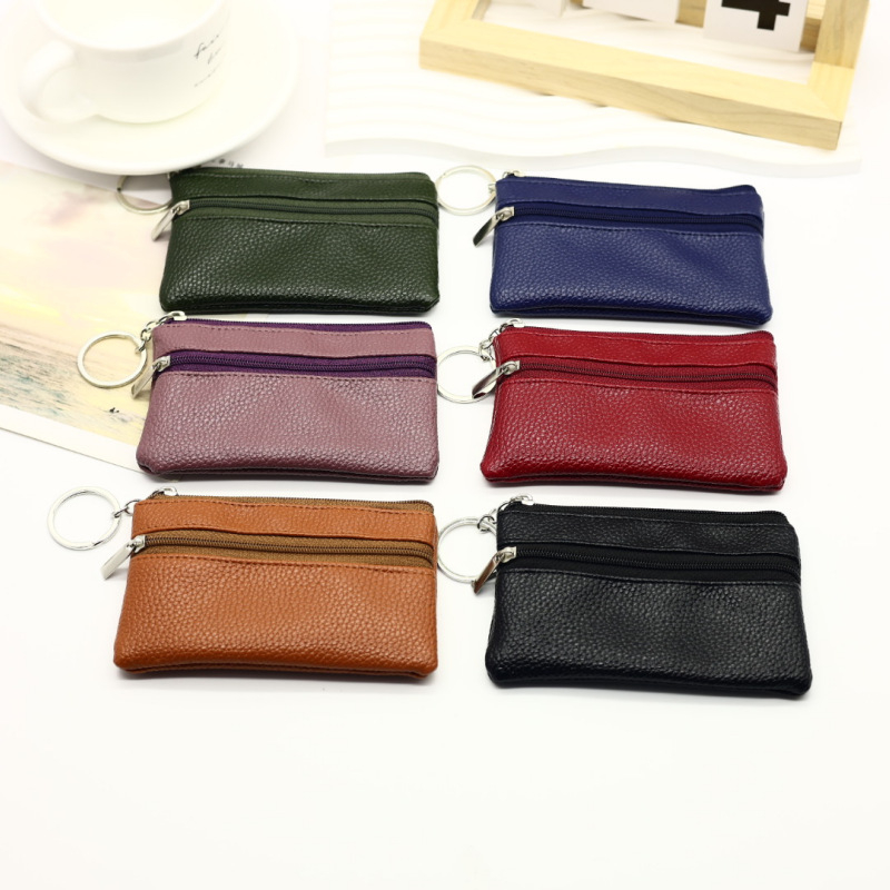 Portofel pentru monede din PU, stil urban simplu, monocrom, rezistent la apă