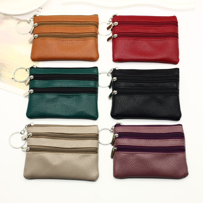 Portofel pentru monede din PU, stil urban simplu, monocrom, rezistent la apă