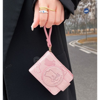 Portofel PU pentru carduri, cu mai multe compartimente, pliabil, anti-furt, model anime, pentru femei