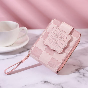 Portofel PU pentru carduri, cu mai multe compartimente, pliabil, anti-furt, model anime, pentru femei