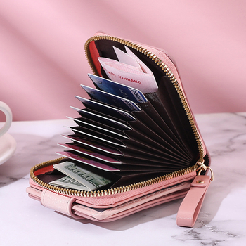 Portofel PU pentru carduri, cu mai multe compartimente, pliabil, anti-furt, model anime, pentru femei