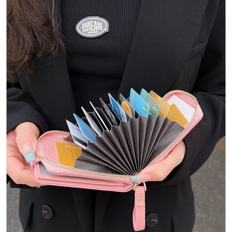 Portofel PU pentru carduri, cu mai multe compartimente, pliabil, anti-furt, model anime, pentru femei