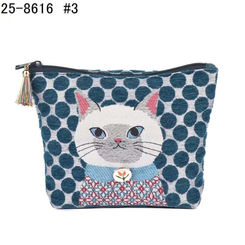 Portofel Kusuguru Chenille Jacquard pentru monede, unisex, model animale, stil proaspăt și dulce, fără căptușeală, toamnă 2025