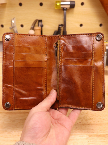 Portofel din piele de vită, lucrat manual, capacitate mare, stil vertical clutch, exterior din primul strat de piele, căptușeală din piele de vită, unisex
