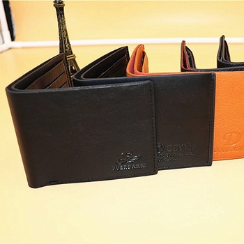 Portofel scurt pentru bărbați Mori Label, piele PU, model pătrat, buzunar pentru carduri, stil business zilnic, căptușeală din piele sintetică