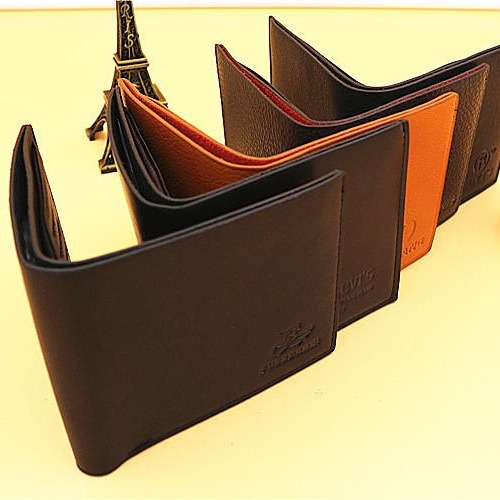 Portofel scurt pentru bărbați Mori Label, piele PU, model pătrat, buzunar pentru carduri, stil business zilnic, căptușeală din piele sintetică