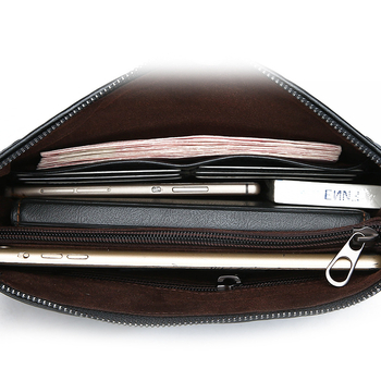 Muška clutch torba od mikrovlaknaste sintetičke kože, horizontalan kvadratni oblik, zatvaranje na zip, zaštita od krađe, unutarnji džepovi: džep sa zatvaračem, džep za mobitel, džep za ID