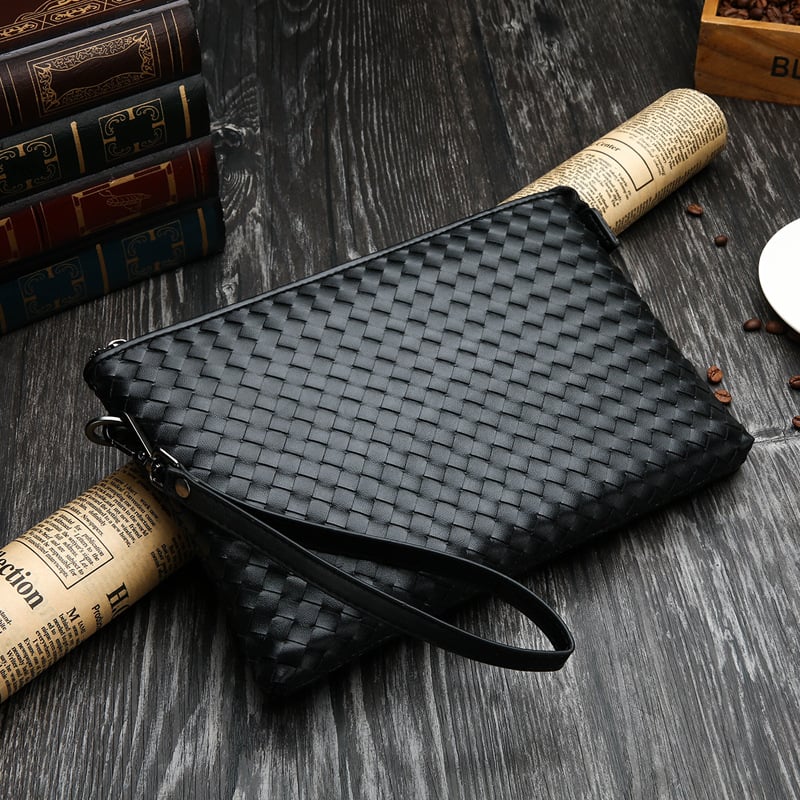 Muška clutch torba od mikrovlaknaste sintetičke kože, horizontalan kvadratni oblik, zatvaranje na zip, zaštita od krađe, unutarnji džepovi: džep sa zatvaračem, džep za mobitel, džep za ID