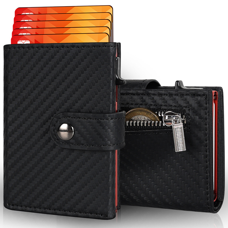 Ανδρικό κοντό πορτοφόλι με προστασία RFID, PU δέρμα, ανθεκτικό στη φθορά, θήκη καρτών