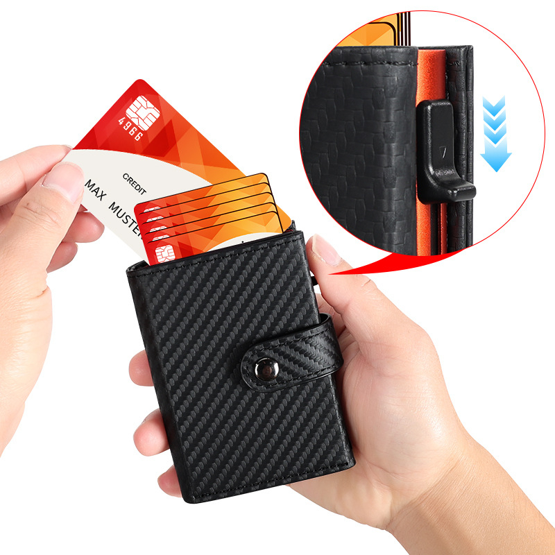 Ανδρικό κοντό πορτοφόλι με προστασία RFID, PU δέρμα, ανθεκτικό στη φθορά, θήκη καρτών